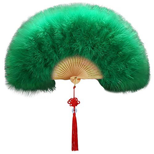 Asudaro Damen Fächer Feder 1920er Jahre Vintage Style Folding Handheld Feather Fan Handfächer für Gatsby Cocktail Hochzeit Party Halloween Fasching Karneval Kostüm Zubehör grün von Asudaro