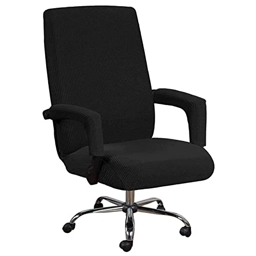 Bürostuhl Bezug Abdeckung Stuhlhussen Drehstuhl Bezug Moderne Stuhl Überzug Sessel Cover Elastische Waschbar Stuhlhussen Set Für Office (Schwarz,XL) von Atack-B