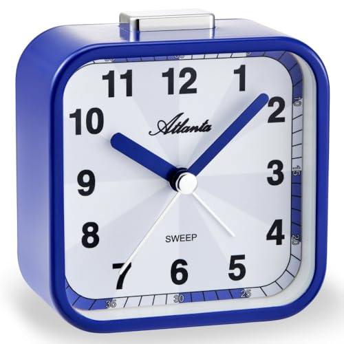 Atlanta Wecker ohne Ticken Licht Snooze Crescendo Quarz Metallgehäuse - 2124/5 (Blau) von Atlanta