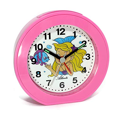 Kinderwecker ohne Ticken Meerjungfrau Rosa Pink Quarz Analog - 1998/17 von Atlanta