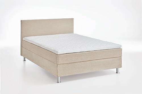 ATLANTIC home collection Boxbett inklusive Rost und Federkernmatratze, Holz, Creme, 140 x 200 cm von Atlantic Home Collection