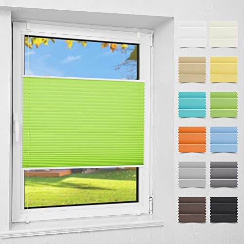 Atlaz Plissee Klemmfix ohne Bohren (35 x 130cm,Hellgrün) Plisseerollo Fensterrollo mit Klemmträger, Faltrollo Jalousie für Fenster und Tür, Blickdicht, Sichtschutz und Sonnenschutz von Atlaz