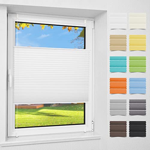 Atlaz Plissee Klemmfix ohne Bohren (60 x 120cm,Weiß) Plisseerollo Fensterrollo mit Klemmträger, Faltrollo Jalousie für Fenster und Tür, Blickdicht, Sichtschutz und Sonnenschutz von Atlaz