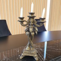 Dekorativer Candelabra, 3-Armige Palmenkandelabra, Palme, Gold Wohndekor, Wohndekoration Geschenk, Große Skulptur, Moderne Statue von AtolyeDreamArt