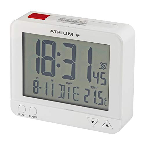 Atrium Funkwecker Digital Quarz sensorgesteuertes Nachtlicht Beleuchtung mit Obenabsteller Datum und Temperatur Anzeige Weiß A760-0 von Atrium