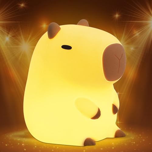 Attivolife Capybara Nachtlicht, Animal Soft Silikon Touch LED-Lampe mit Dimmbarkeit und Timer, tragbare wiederaufladbare Kinderzimmer Nachttisch-Schlafzimmer Tischdekoration Geburtstags von Attivolife