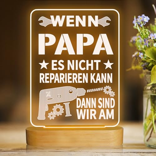 Attivolife Papa Nachtlicht, Geschenk für Papa, LED Warmweiß Geburtstag Home Decor Lampe Papa Erntedankfest Weihnachten Vatertagsgeschenk von Tochter Sohn von Attivolife