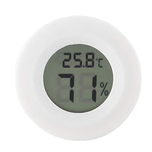 Reptilien LCD Thermometer, Mini Digital LCD Thermometer Hygrometer Runde Form Temperatur Luft feuchtigkeits messer für Humidore Gewächshaus Garten Keller Kühlschrank Schrank(Weiß) von Atyhao