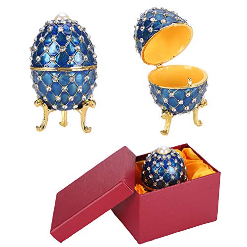 Schmuck Organizer, emailliertes Ei vergoldete bemalte Metallverzierungen Faberge Style eiförmige Schmuckschatulle Home Decorative CraftsTeeservice von Atyhao