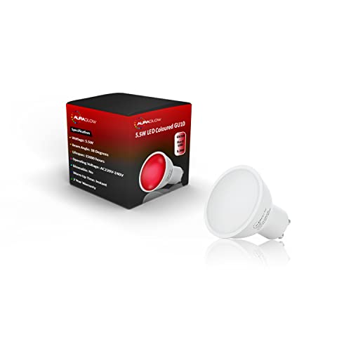 Auraglow Farbige LED GU10 Deckenfluter Spotlight-Glühlampe, ROT von Auraglow