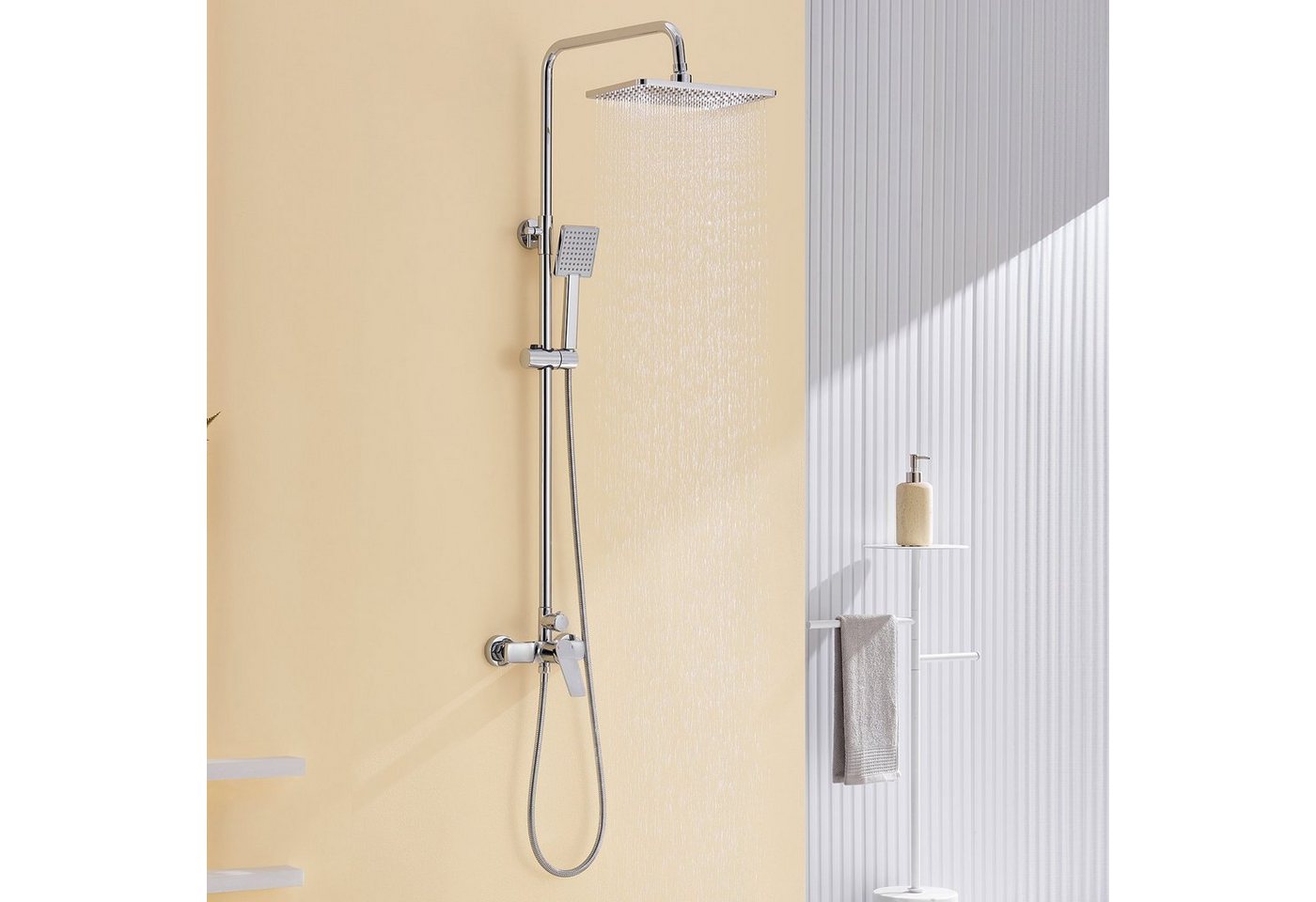 AuraLum pro Duschsystem Duscharmatur Regendusche Duschset mit Handbrause Kopfbrause, mit Handbrause von AuraLum pro