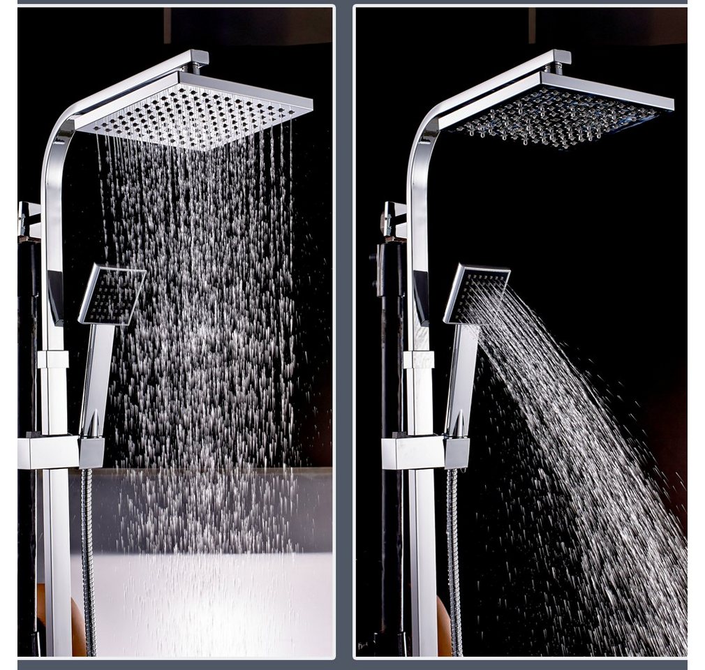 AuraLum pro Duschsystem Duschsystem Edelstahl Duschamaturenset Duscharmatur mit Thermostat, Höhe 120 cm, 2 Strahlart(en), Mit Handbrause von AuraLum pro