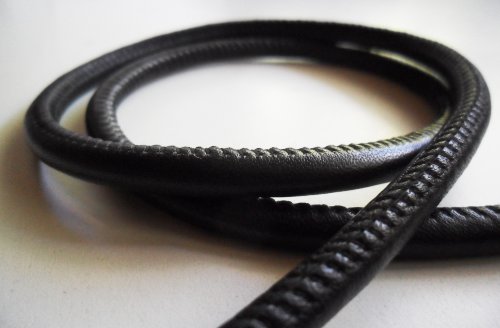 AURORIS - 100cm weiches Nappalederband rund gesäumt 4mm - Farbe: schwarz von Auroris