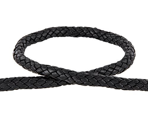 AURORIS - 1m Lederband geflochten Ø 10mm Farbe: schwarz von Auroris