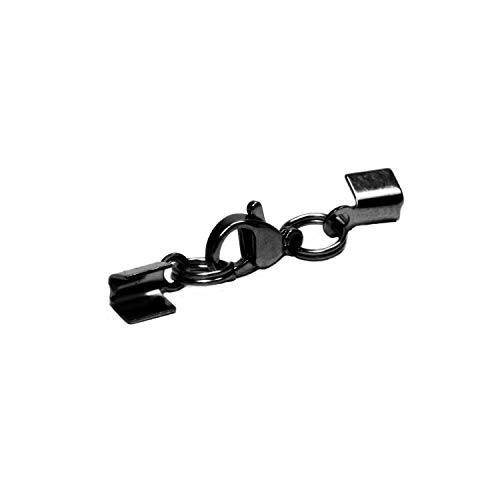 AURORIS - Karabiner-Klemmverschluss aus Edelstahl für ca. 2 bis 3 mm Bänder - Stückzahl/Farbe wählbar - Variante: 5 Stück/schwarz von Auroris