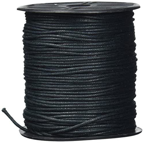 Auroris 100 m Rolle Baumwollband, rund 1,5 mm, schwarz von Auroris