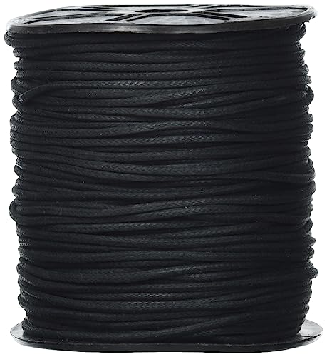 Auroris 100m Rolle Baumwollband rund 2mm Farbe: schwarz von Auroris