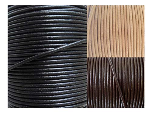 Auroris - Lederband rund Ø 2,5 mm - Länge/Farbe wählbar - Variante: 10m / schwarz von Auroris
