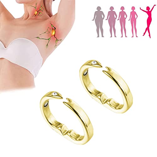 Ausla Anti Schnarch Ring für den Finger, 2pcs Schnarchring hilft gegen Schnarchen, Lymph Drainage Ring Akupressurring Für Frauen Und Männer Magnetring Zum Abnehmen (Goldener Ring) von Ausla