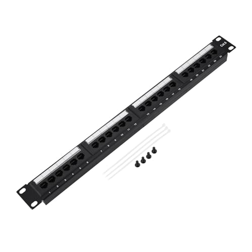 Ausla Netzwerk-Patchpanel, 24 Ports, 19 Zoll CAT6-Netzwerk-Patchpanel, Wand- oder Rackmontage-Ethernet-Patchpanel für Netzwerk- und Kabelmanagement von Ausla