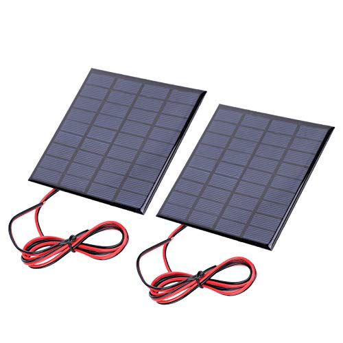 Ausla DIY Mini-Solarpanel, 2 Stück DC9V 2W Polysilizium-Solarpanel Solarpanel-Lademodul mit 100 Cm Kabel für DIY-Solarzellen-Projekte Spielzeug von Ausla