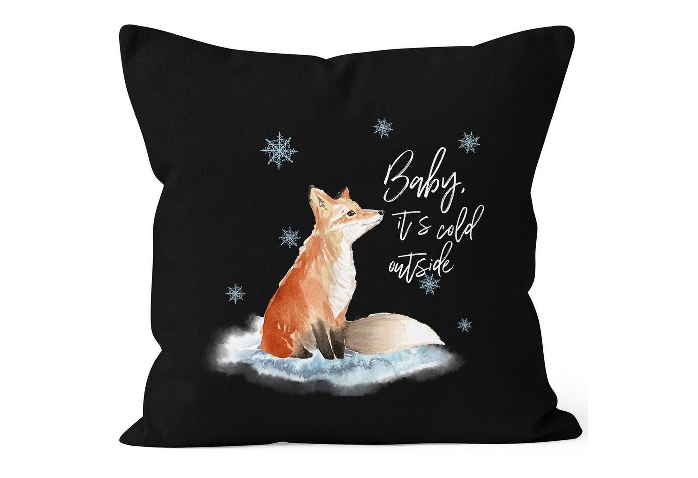 Autiga Dekokissen Kissenbezug Baby it`s cold outside Fuchs Winter Kissen-Hülle Weihnachten Schnee Fox Autiga® von Autiga