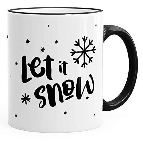 Autiga Kaffee-Tasse Let it snow Winter Weihnachten Spruch Kaffeetasse Teetasse Keramiktasse schwarz unisize von Autiga