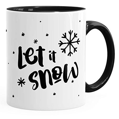 Autiga Kaffee-Tasse Let it snow Winter Weihnachten Spruch Kaffeetasse Teetasse Keramiktasse schwarz unisize von Autiga