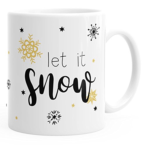 Autiga Tasse Weihnachten Spruch Let it snow Schnee Schneeflocken Eis Eiskristalle weiß unisize von Autiga