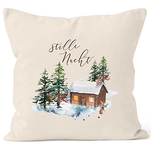 Autiga Weihnachts-Kissenbezug Stille Nacht Weihnachten Winter Schnee Christmas Natur 40cm x 40cm von Autiga