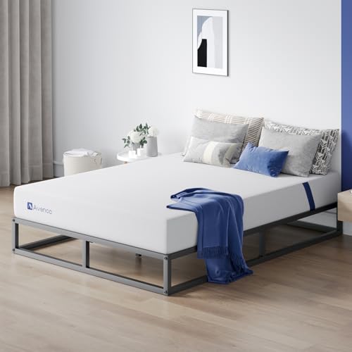 Avenco Bettgestell Metallbett 90 x 190 cm Bettgestelle Bett mit Metall Lattenrost 143cm Leichte Montage Stauraum unter dem Bett Weiß von Avenco