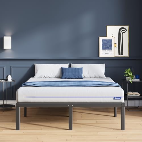 Avenco Bettgestell Metallbett 90 x 190 cm Bettgestelle Bett mit Metall Lattenrost 22cm Leichte Montage Stauraum unter dem Bett Weiß von Avenco