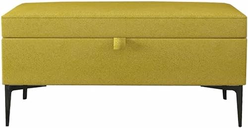 AviiSo Faltbarer Sitzhocker Gepolsterte rechteckige Ottoman-Bank mit Stauraum mit Metallfuß, Multifunktionskinderspielzeug-Kasten-Hocker, 150kg Belastung (Color : Yellow, Size : 80cm/31.5in) von AviiSo