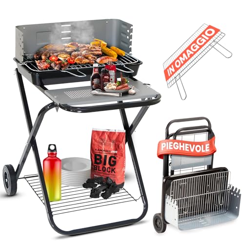 Avilia Tragbarer klappbarer Holzkohlegrill aus Stahl – Grill mit Grillrost 54 x 38 cm und 2 Rollen für einfachen Transport – tragbarer Grill für Garten und Camping – 60 x 80 x 84 cm Avilia Tragbarer klappbarer Holzkohlegrill aus Stahl – Grill mit Grillrost 54 x 38 cm und 2 Rollen für einfachen Transport – tragbarer Grill für Garten und Camping – 60 x 80 x 84 cm von Avilia