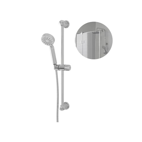 Duschstange mit Duschkopf – Duschstange mit Handbrause für Badewanne und Dusche, aus Metall, 9 x 19 x 68 cm, verchromt von Avilia