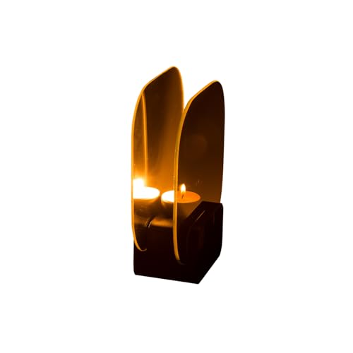 Teelichthalter aus Glas mit optischem Effekt von Unendlichkeits-Kerzen - Kerzenhalter für Bar, Wohnzimmer und Schlafzimmer, aus Glas, 21 x 8 cm, Schwarz von Avilia