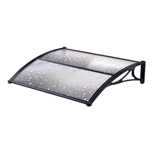 Vordach für den Außenbereich, Sonnendach und Regenschutz, aus ABS mit Abdeckung aus Polycarbonat, 80 x 120 cm, Schwarz von Avilia