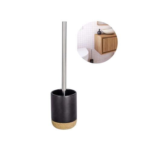 WC-Bürstenhalter mit WC-Bürste, Keramik, 9,5 x 9,5 x 37,5 cm, Schwarz von Avilia