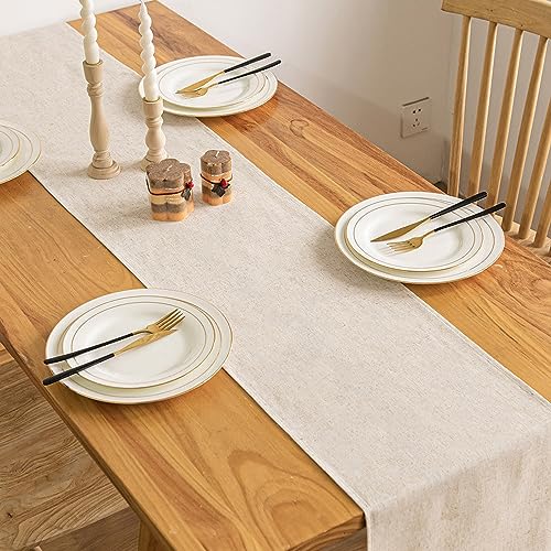 Avoik Tischläufer Beige Abwaschbar Mode Tischläufer Baumwolle Küche Esstisch Tisch Dekoration Boho Tischläufer für Esstisch Hochzeit Drinnen Party Geburtstag Dekor, 30x180cm von Avoik