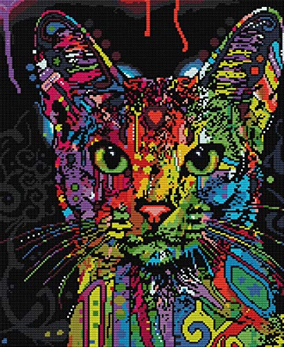 Awesocrafts Kreuzstich Stickpackungen, Bunte Katze Bilder Vorlagen Stickerei Set Vorgedruckt von Awesocrafts