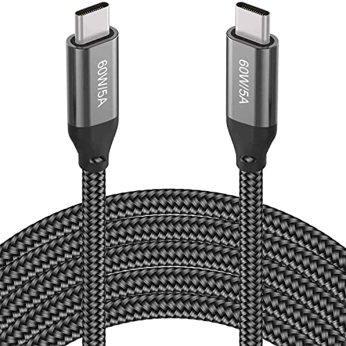 6M USB-C auf USB-C Kabel 60W/3A, Typ C PD Schnellladekabel Kompatibel mit Samsung Galaxy S22 S21, Note 20,Tab, MacBook Pro, iPad Air 4, iPad Mini 6, Xiaomi, Huawei MateBook, Moto G9, PS5, Switch,Grau von Awnuwuy