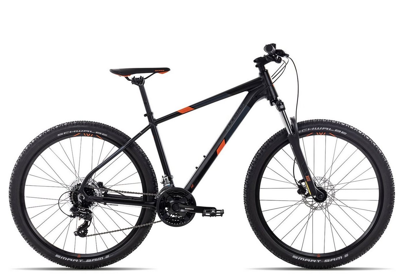 Axess Mountainbike BRASH, 24 Gang Shimano Tourney RD-TX800-8 Schaltwerk, Kettenschaltung, MTB-Hardtail Herrenfahrrad 29 Zoll schwarz/grau von Axess