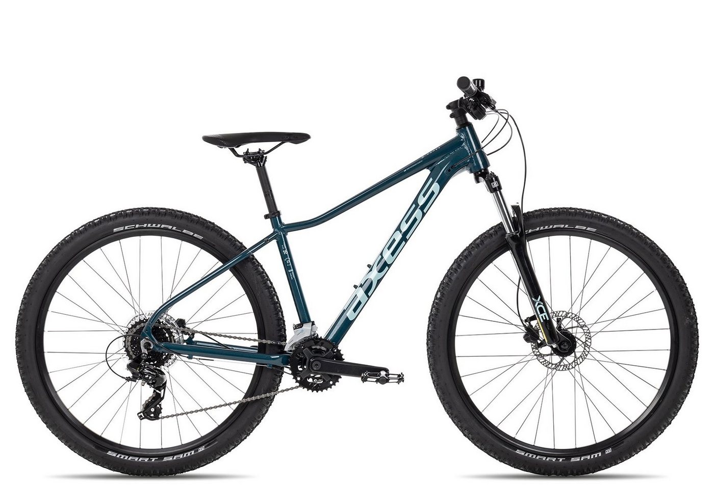 Axess Mountainbike DOREE, 16 Gang Shimano RD-TX800- 8 Schaltwerk, Kettenschaltung, Damen MTB-Hardtail 27,5 Zoll blau von Axess