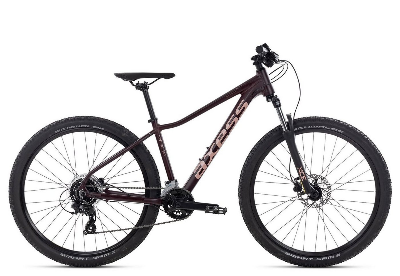 Axess Mountainbike DOREE, 16 Gang Shimano RD-TX800- 8 Schaltwerk, Kettenschaltung, Damen MTB-Hardtail 29 Zoll rot/orange von Axess