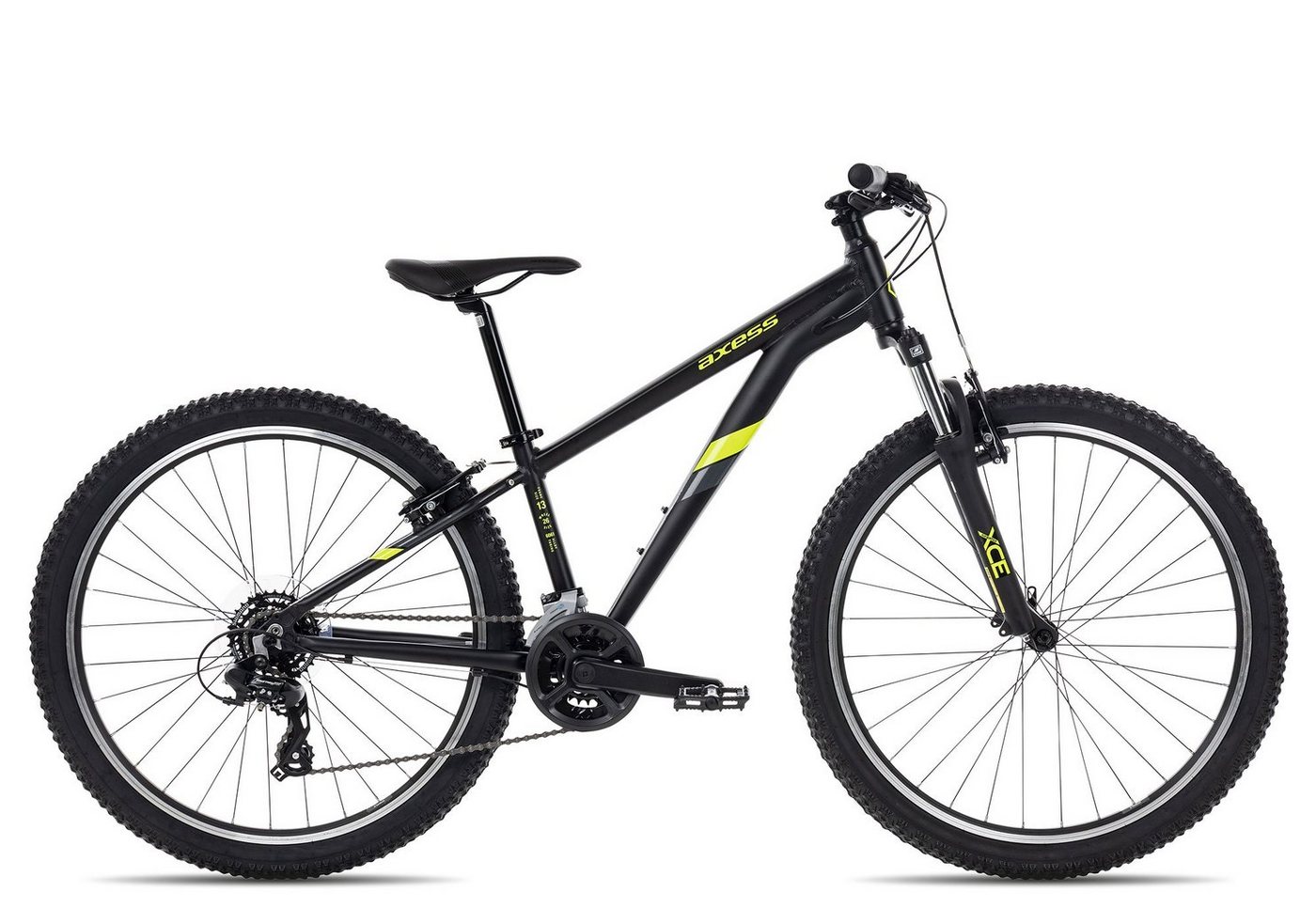 Axess Mountainbike STIPE 26, 14 Gang Shimano RD-TX800 Schaltwerk, Kettenschaltung, Jugendfahrrad 26 Zoll schwarz/grau von Axess