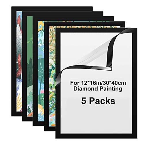 5 x Diamant-Malrahmen, magnetischer Kunstrahmen für 30 x 40 cm Diamant-Malerei-Leinwand, selbstklebender Bilderrahmen für Wand, Fenster, Tür, Heimdekoration (schwarz) von Axroad Mall