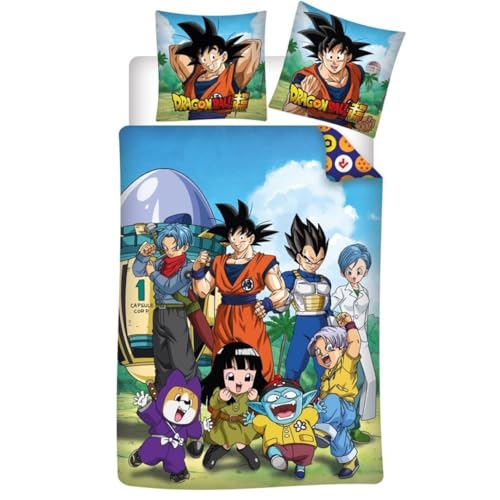 Bettwäsche Dragonball Z, wendbar, Bettbezug 140 x 200 cm + Kissenbezug 65 x 65 cm, 100 % Polycotton von Aymax