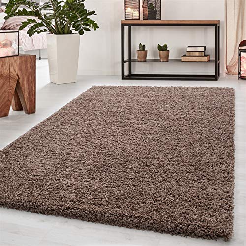 Ayyildiz Teppich-Hochflor Shaggy Teppich Langflor 5 Einfarbig Wohnzimmer, Polypropylen, Mocca, 65 X 130 von Ayyildiz Teppich