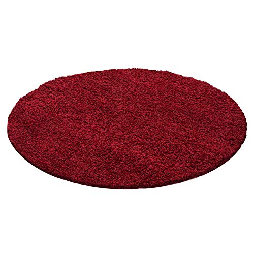 Ayyildiz Teppich-Hochflor Shaggy Teppich Langflor 5 Einfarbig Wohnzimmer, Polypropylen, Rot, 120 X 120 von Ayyildiz Teppich