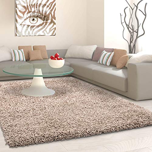 Ayyildiz Teppich-Hochflor Shaggy Teppich Unicolor einfarbig Wohnzimmer Flauschig, Polypropylen, Beige, 120 X 170 von Ayyildiz Teppich